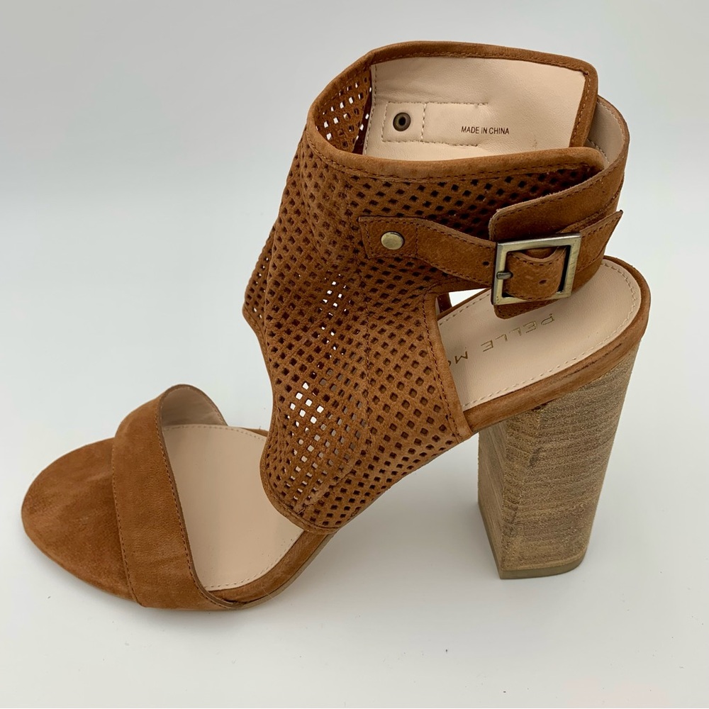 Pelle‎ Moda Sandal Ankle Bootie Women Sz 10 Brown Tan Suede Block Heel Boho